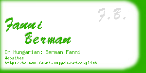 fanni berman business card